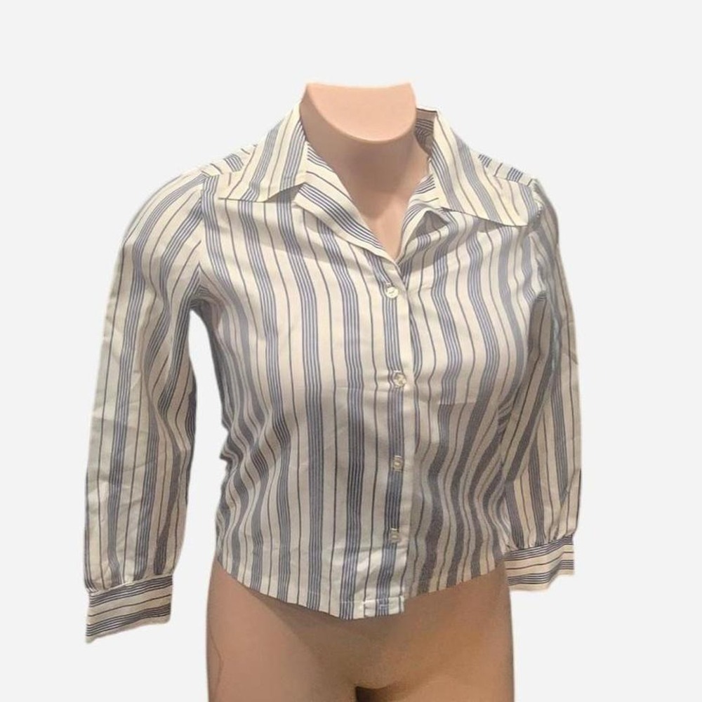 WOMENS VINTAGE SHIP SHORE STRIPED‎ BUTTON UP SIZE 10